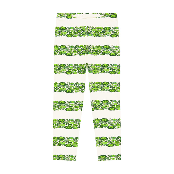 Green Striped Floral Legging