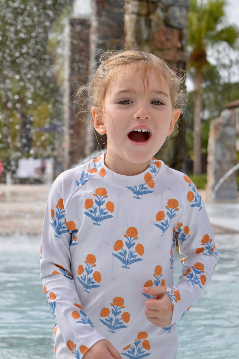 Orange Floral Rash Guard – Petit Peony