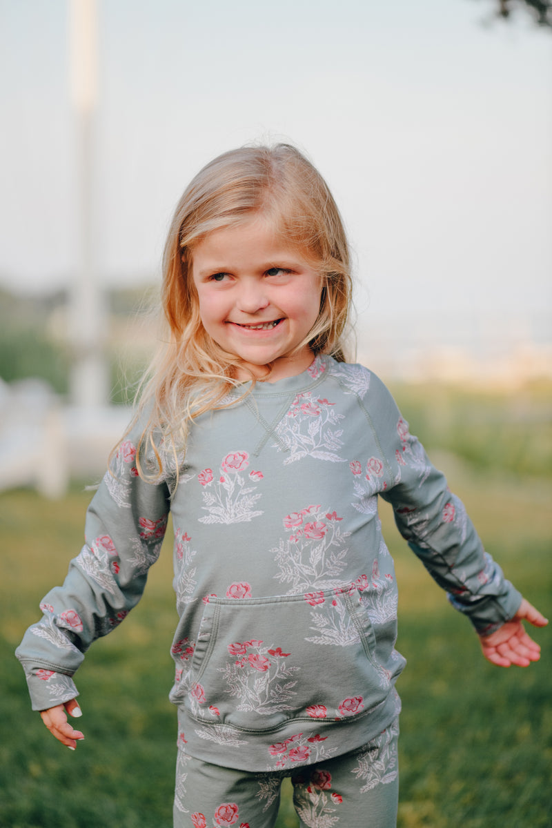 Green Floral Crewneck Sweatshirt